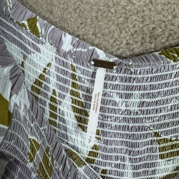 Free People Louise Mini Dress Size Small Purple Floral Smocked Off The Shoulder - Picture 8 of 12